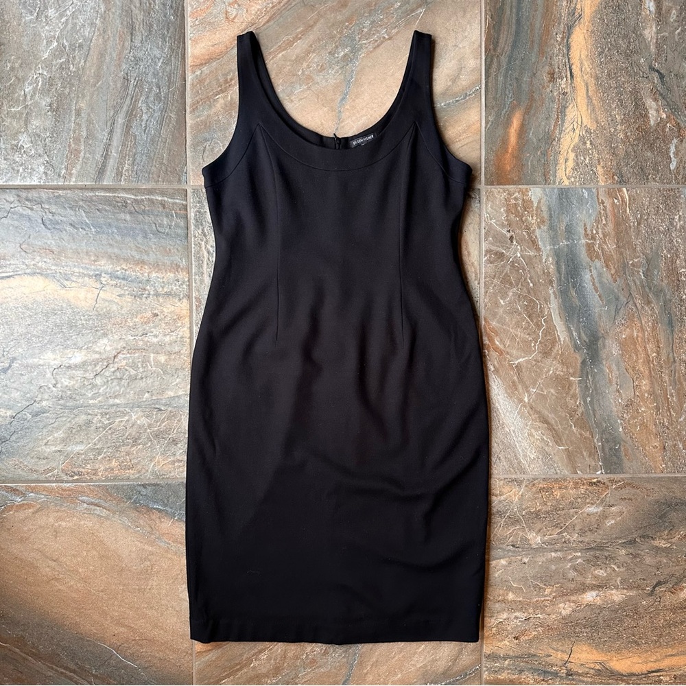 Eileen Fisher Black Sleeveless Sheath Dress | Size M | LBD